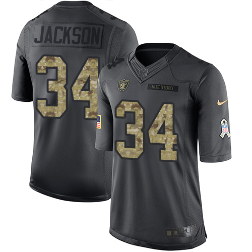 Nike Raiders #34 Bo Jackson Black Youth Stitched NFL Limited 2016 Salute to Service Jersey - Click Image to Close